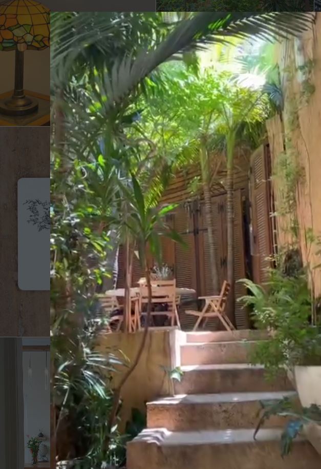 Leafy garden pathway leading into BEYt café, Mar Mikhael